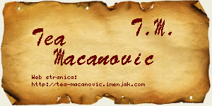 Tea Macanović vizit kartica
